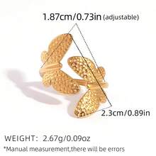 Uself 3pcs/Set Stainless Steel Delicate Butterfly Design Stackable Asymmetrical Rings, Women's Party & Holiday Accessories, Women Rings, Female Jewelry - Multicolor - View 9