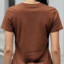 Women's T-Shirt Blouse For The Brazil Cup With Stars And Flag Design, Stylish, 2026, 100% - 鏽棕色 - 查看 3