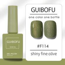 GMUME 3瓶/套 15毫升 复古闪光凝胶指甲油，橄榄绿、芥末黄、深紫色，复古秋季色彩，古董风格美甲，UV LED可卸甲油 - 彩色 - 查看 8