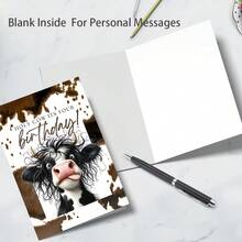 1pc Cute Cow Birthday Card With Envelope - Funny Cow Design With "Happy Birthday" Text, Perfect For Family, Friends - Sets - View 8
