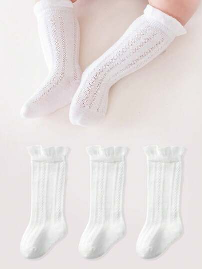 3 pares de calcetines altos hasta la rodilla con burbujas para niños, calcetines dulces y elegantes de princesa, adecuados para vestidos