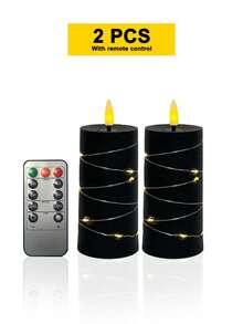 5pcs Flameless Candle Lights With Remote Control, Timer/Remote, Battery Operated Embedded Flickering String Lights, Suitable For Home, Halloween, Christmas, Birthday, Gift, Proposal, Wedding, Party - Black String Lights - View 11