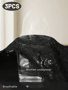 MEIYATING 3条装女士高腰蕾丝内裤，收腹提臀，镂空花卉性感内衣 - 彩色 - 查看 5