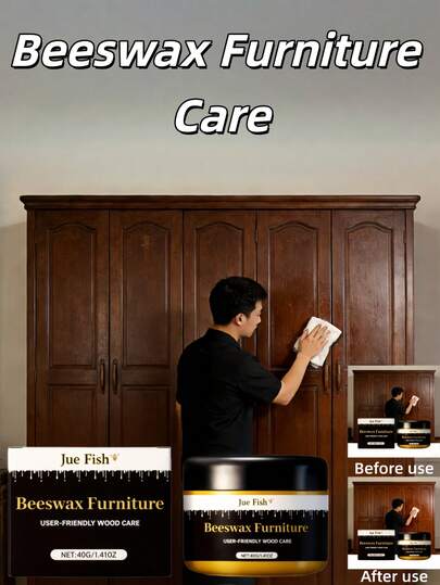 1瓶装蜂蜡木制家具护理剂 - 可翻新、清洁、抛光和提亮木制家具。同时也是一款木制家具清洁剂、抛光剂、修复剂和护理剂，可防止开裂并保护硬木地板。