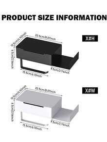 1pc Bathroom Tissue Paper Holder With Shelf, Wet Wipes Storage Rack, Wall-Mounted Toilet Paper Roll Dispenser, Bathroom Accessories - Multicolor - View 12