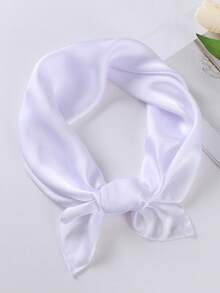 1pc Solid Color 70cm Faux Silk Printed Bandana Scarf, Minimalist Headscarf, Fashion Square Scarf, Elegant Neckerchief, Orange/Green/Red, Suitable For Halloween Costume, Headband, Gift Or Performance Scarf For Dress - 70 Satin - View 5