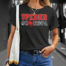Spider Grandpa Spidey Birthday Matching Family-Shirt Cotton Black Printed Short Sleeve-Shirt, Vintage Street Style Casual Versatile Top Tee. - màu đen - Xem 2
