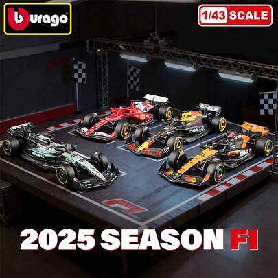 Burago 1:43 比例 Bragos SF25/AMR25/梅赛德斯 W16 F1 一级方程式赛车精密合金模型车，以及 1:64 比例红牛 RB21 #1 维斯塔潘、SF25 #44 汉密尔顿、MCL39 #4 诺里斯
