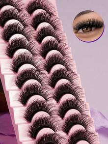 10对浓密丰盈假睫毛，放大双眼，易于佩戴 - 查看 5