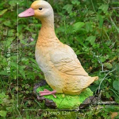 Charming Duck Statue For Garden - Realistic Resin Crafts, Available In White Or Yellow, Ideal For Outdoor Landscape Decor
