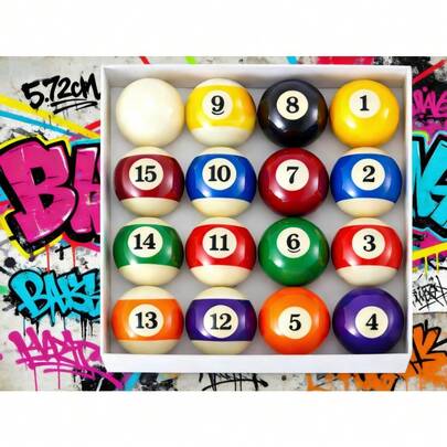 Trintion 16pcs Resin Billiard Balls Set, 57.2mm, High Elasticity & Durable, Home & Professional Use, Billiard Accessories