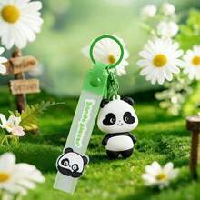Llavero de estilo nacional con diseño de panda lindo, llavero de coche de dibujos animados, colgante de llavero para mochila - Multicolor - Ver 5
