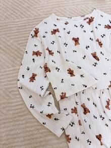 Nina Bonheur Bộ đồ ngủ 2 món dành cho nữ: Áo dài tay cổ tròn và quần short cạp chun. - trắng - Xem 4