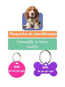 Personalized Pet ID Tag For Dogs And Cats, Laser Engraved On Metal And MDF. - Purple - View 2