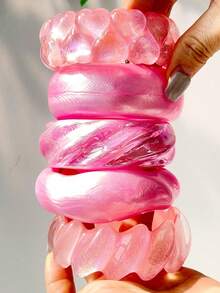 1 chiếc Vòng tay nhựa thời trang bán chạy nhất lấp lánh tròn, màu hồng phấn, thanh lịch và tinh tế, thích hợp làm quà tặng và đeo hàng ngày cho Ngày lễ tình nhân, Mẹ, Mẹ, Ngày của Mẹ, Quà tặng - Dòng hoa hồng - Xem 12