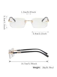 1 Pair Men's Metal Square Frameless Glasses, Retro Personalized Classical Refined Luxurious Versatile Business Style, Fashionable Eyewear Suitable For Business Reception, Commuting, Driving, Golf - Multicolor - View 11