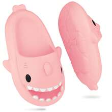 Women's Shark Slides Cloud Slippers - Novel Summer Open-Toe Slippers, Non-Slip Beach, Pool, And Shower Shoes With Cushioning Thick Sole - Màu Hồng  Dưa hấu - Xem 5