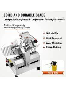 Automatic Meat Slicer, 540W  Slicer, 2 PCS 10" Stainless Steel Removable Blade, 0-15mm Adjustable Thickness, Child Lock Protection, Food Slicer Machine For Meat Cheese Bread For Home Use - Silver - View 4