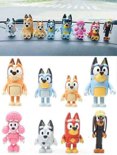 8pcs/Set Bingo Movable Joint Cartoon Character Figurines, Car Interior Accessories And Decorations, Holiday Party Supplies Gifts, Suitable For Holidays, Fans And Gifts, Perfect For Party And Holiday Gifts (Random Styles)