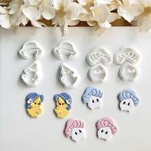 4pcs Duck, Mushroom Elf Polymer Clay Mold Set, DIY Craft Ceramic Tool, Polymer Clay Jewelry Making Supplies, Handmade Earring Mold - White - View 1
