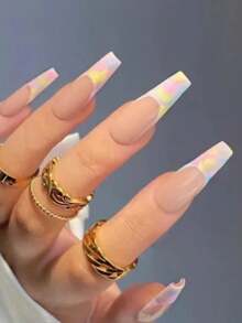 Benzi de unghii cu gel semi-polimerizate, 20 buc. clasic francez, bază roz semitransparentă, autocolante UV pentru unghii cu gel pentru acasă, DIY - Baby Pink - Vizualizare 5