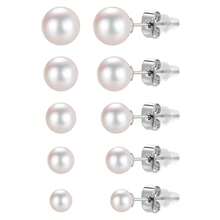12 piezas de pendientes de mariposa diminutos de 2 mm/3 mm/4 mm/5 mm/6 mm en oro/plata, pendientes de botón de acero inoxidable 316 hipoalergénicos, clips de cartílago universales, joyería minimalista adecuada para vacaciones, regalos de Acción de Gracias para amigos y familiares - Perla blanca de imitación - Ver 11