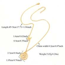 1pc Classic Fashion Initial Spiral Pendant Golden Stainless Steel Chain Necklace For Women - Yellow Gold - View 2