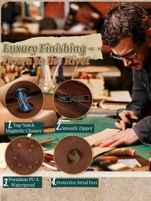 NEWHEY 复古翻盖男士斜挎包，PU皮革笔记本电脑包，15.6英寸防水男士公文包，复古电脑包，适合工作、大学、办公室、旅行等场合，防水男士公文包 - 彩色 - 查看 5