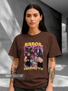 Toguro Energy Flavor T-Shirt, Bootleg Style, Rap Tee, Urban Attitude, Casual, Modern, Memes, Streetwear - 鏽棕色 - 查看 2