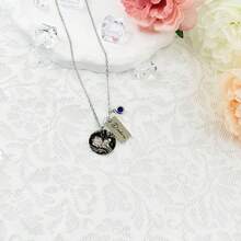 Customized Engraved Necklace, Personalized Portrait Photo Necklace, DIY Birthstone Necklace, Birthday, Anniversary, Valentine's Day Gift - Silver - View 8