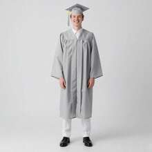 2026 Unisex Matte Graduation Gown And Cap Set With Tassel For Middle High School Bachelor - Gray - View 6
