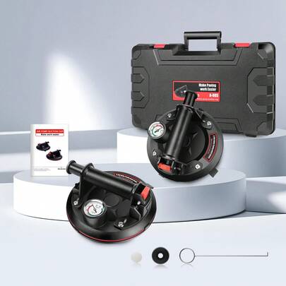 Bowose 8'' Vacuum Suction Cup With Carrying Case, Heavy Duty Glass Suckers Lifters 200KG Load, 2 Pack Tile Suction Cups, Glass Suction Cups For Replacement Of Windshields, Floor Tiles, And Countertops, Glass Lifting