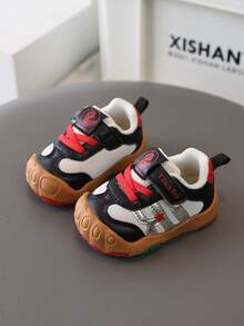 1 par de zapatos de caminar transpirables con suela blanda y antideslizante para niños/niños pequeños, unisex - Negro - Ver 1