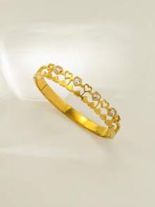 Stainless Steel Heart-Beating Signal Zirconia Inlaid Bracelet, Niche Elegant Commemorative/Confession Gift - Multicolor - View 6