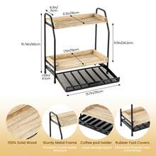 Coffee Station Organiser With Coffee Pod Drawer, 2-Tier Wooden Kitchen Countertop Shelf, Coffee & Tea Bar With Capsule Holder - Black - View 2