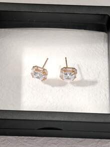 1 Pair Minimalist Elegant Luxury Sparkling Cubic Zirconia Square Stud Earrings, Versatile Daily Wear, Suitable For Evening Party, Wedding, Birthday, Valentine's Day, Mother's Day, Teacher's Day Gift - Multicolor - View 8