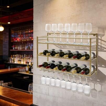 Estante para vino y estante para copas de vino