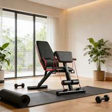 RibasuBB Adjustable Weight Bench For Full-Body Workout, Multi-Function Exercise Equipment For Bench Press, Biceps, Abs, Legs & Dumbbell Training, Max Load 160kg - Black - View 2