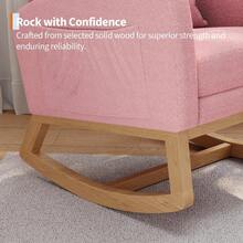 illón Mecedora Moderno de Felpa Suave - Tumbona Cómoda con Cojín y Bolsillos Laterales - Silla de Lactancia Ideal para Habitación Infantil, Salón o Dormitorio - Piel de Cordero Blanca sin Reposapiés - Lana de cordero rosa con reposapiés - Ver 4