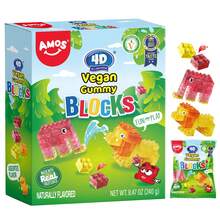 AMOS 4D Vegan Gummy Sweets Blocks Assorted Fruit Flavors 240g Build Edible Blocks Gummy Candy - 水果 - 查看 8