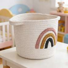 Inwagui 彩虹收纳篮，小型编织绳篮，家居装饰篮，收纳篮，适用于浴室、卧室、客厅、婴儿房、玩具篮、礼品篮，7.9 x 9.8 英寸 / 20 x 25 厘米（白色） - 白色 - 查看 6