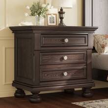 Fully Assembled Solid Wood Nightstand With 2 Storage Drawers, 26" Extra Large Traditional Bedside Cabinet For Bedroom - Dark Brown - View 1