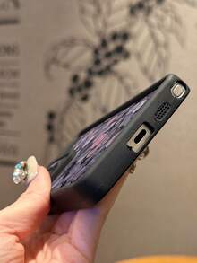 1pc Full Back Rose Flower Pattern Printed Phone Case, Precise Camera Cutout, Anti-Drop Thick Black Phone Cover Compatible With Android Galaxy A55/A15, Galaxy S21, S22, S23 FE, S24 Plus, S25 Ultra, /, SMART 8 Pro, Honor, One Plus - Black - View 7