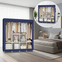 Large Folding Wardrobe Closet Clothes Organizer Shoe Rack - Màu xanh lam - Xem 3