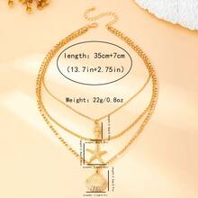 1入法式海洋主題金屬仿珍珠貝殼海星女頸鍊 - 金黃色 - 查看 9