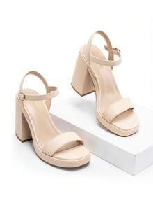 Women Heeled Sandals - Apricot - View 2