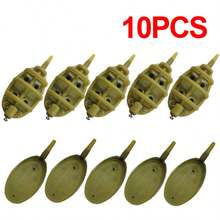 10PC Fishing Inline Method Feeders 30g For Pellet Ground Bait Coarse Carp Tackle - Olive Green - View 6