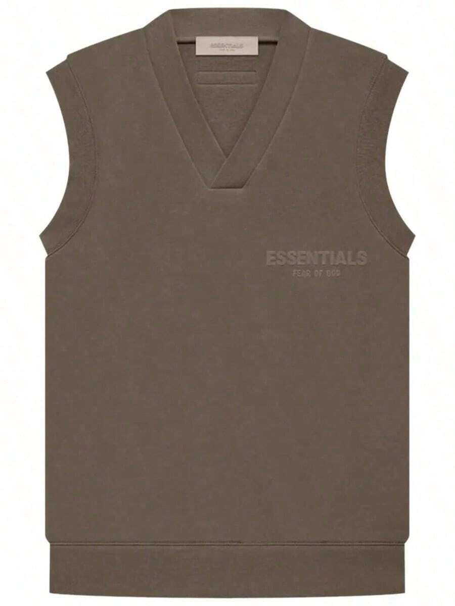 Essentials V-Neck Vest Brown (192SU225054FW) Women's Size XXS-2XL Non-Binding V-Neck Design, Sports Minimalism, Transitional Season Undershirt Airy Wool Material, Universal Layering - màu nâu - Xem 1