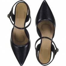 Women's Pointed Toe Dress Pump With Buckle And Block Heel 8588 - Black - View 5