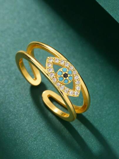 1 chiếc nhẫn hở hình mắt quỷ tối giản, phụ kiện nhẫn điều chỉnh được, không phai màu, cá nhân hóa, phù hợp cho nữ giới đeo hàng ngày và trong các dịp lễ hội.